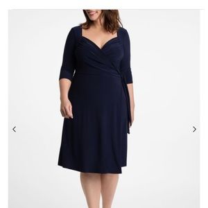 Kiyonna Sweetheart Wrap Dress Navy